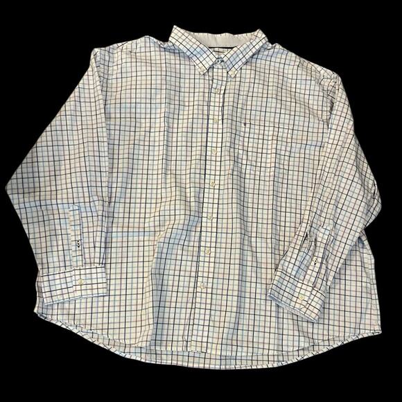 Izod Long Sleeve Window Pane  Button Down Collared Shirt Size 4X Preppy Business - Picture 1 of 9